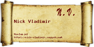 Nick Vladimir névjegykártya